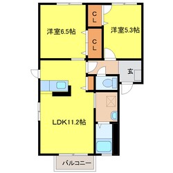 針生 徒歩3分 2階の物件間取画像